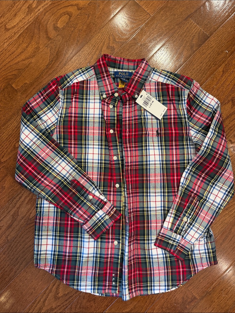 NWT Boys Polo Ralph Lauren Red Plaid Button-Up Shirt size large